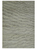 Modern Abstract Silver and Beige Hand knotted 6x9 Art Silk Area Rug