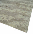 Modern Abstract Silver and Beige Hand knotted 6x9 Art Silk Area Rug