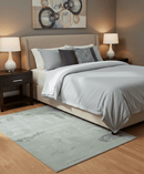 Modern Abstract Silver And Gray Hand knotted Art Silk Area Rug