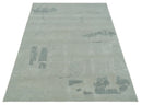 Modern Abstract Silver And Gray Hand knotted Art Silk Area Rug