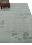 Modern Abstract Silver And Gray Hand knotted Art Silk Area Rug