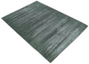 Modern Abstract Silver, Green and Charcoal Hand loom 6x9 wool and Bamboo Silk Area Rug