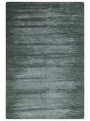 Modern Abstract Silver, Green and Charcoal Hand loom 6x9 wool and Bamboo Silk Area Rug