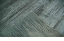 Modern Abstract Silver, Green and Charcoal Hand loom 6x9 wool and Bamboo Silk Area Rug
