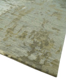 Modern Abstract Silver, Olive and Gray Hand loom 6x9 wool and Viscose Area Rug