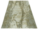Modern Abstract Silver, Olive and Gray Hand loom 6x9 wool and Viscose Area Rug