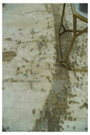 Modern Abstract Silver, Olive and Gray Hand loom 6x9 wool and Viscose Area Rug