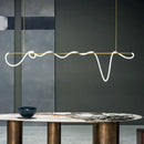 Modern abstract white & gold lines chandelier dining room light