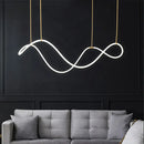 Modern abstract white & gold lines chandelier dining room light