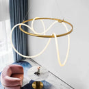 Modern abstract white & gold lines chandelier dining room light