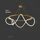 Modern abstract white & gold lines chandelier dining room light