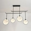 DecorBites™ Circular Fan Island Lamp: Modern Acrylic LED Suspension Light with Landscape Print – Perfect for Tearooms