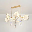 DecorBites™ Circular Fan Island Lamp: Modern Acrylic LED Suspension Light with Landscape Print – Perfect for Tearooms