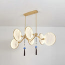 DecorBites™ Circular Fan Island Lamp: Modern Acrylic LED Suspension Light with Landscape Print – Perfect for Tearooms