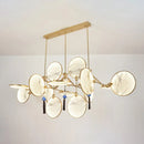 DecorBites™ Circular Fan Island Lamp: Modern Acrylic LED Suspension Light with Landscape Print – Perfect for Tearooms