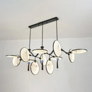 DecorBites™ Circular Fan Island Lamp: Modern Acrylic LED Suspension Light with Landscape Print – Perfect for Tearooms