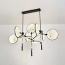 DecorBites™ Circular Fan Island Lamp: Modern Acrylic LED Suspension Light with Landscape Print – Perfect for Tearooms