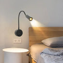 Modern adjustable gooseneck led bedside wall sconces bedroom reading lamp