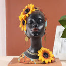 Modern african beauty figurines black and yellow living room decor