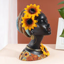 Modern african beauty figurines black and yellow living room decor