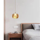 Modern amber and gold crystal led chandelier living room pendant