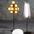 Modern amber bubble glass floor and table lamp set living room
