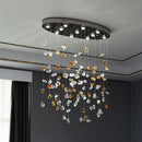 Modern amber & clear crystal dining chandelier living room light