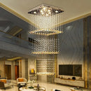 Modern amber & clear crystal teardrop stairwell chandelier hotel luxury