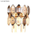 Modern amber & clear crystal wall sconce staircase brass light
