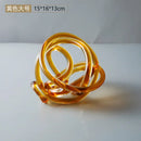 Modern amber & clear glass knot twist sculpture living room decor