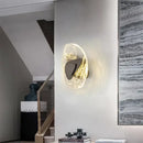 Modern amber crystal wall lamp bedroom bronze sculptural light