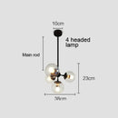Modern amber glass ball pendant light dining room chandelier