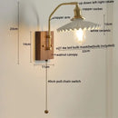 Modern amber glass copper led wall lamp bedroom brass wood light