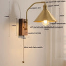 Modern amber glass copper led wall lamp bedroom brass wood light