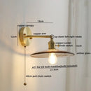 Modern amber glass copper led wall lamp bedroom sconce