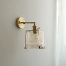 Modern amber glass copper led wall lamp bedroom sconce
