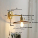 Modern amber glass copper led wall lamp bedroom sconce