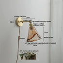 Modern amber glass copper led wall lamp bedroom sconce