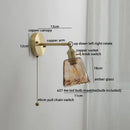 Modern amber glass copper led wall lamp bedroom sconce