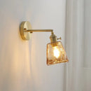Modern amber glass copper led wall lamp bedroom sconce