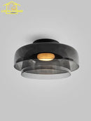 Modern amber glass led ceiling light for living room