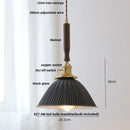 Modern amber glass led pendant lamp dining room walnut wood accent
