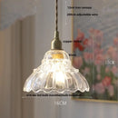 Modern amber glass led pendant light kitchen fluted scalloped lamp