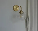 Modern amber glass led wall lamp bedroom brass sconce