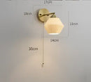 Modern amber glass led wall lamp bedroom brass sconce
