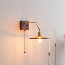 Modern amber glass led wall sconce bedroom brass pull chain light