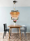 Modern amber glass plate ceiling pendant light dining room