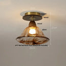 Modern amber glass wood led ceiling light for living room