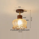 Modern amber glass wood led ceiling light for living room