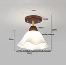 Modern amber glass wood led ceiling light for living room